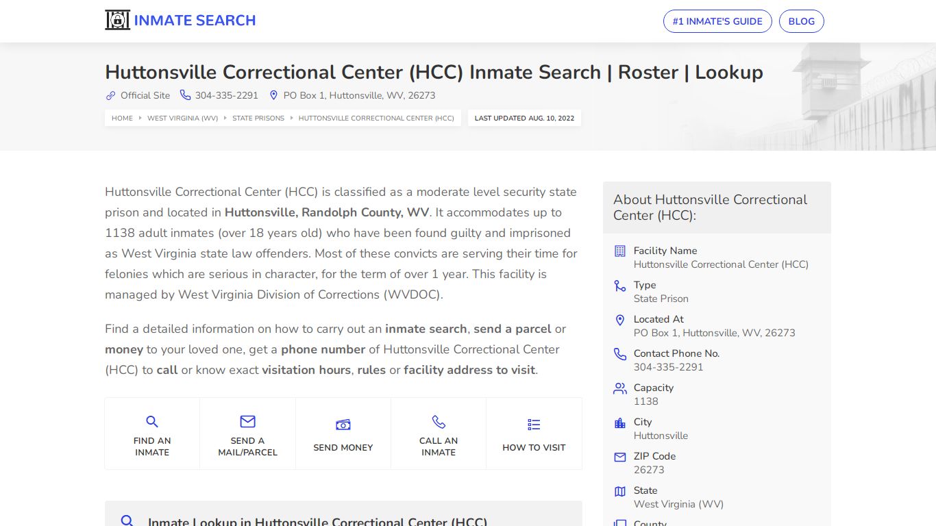 Huttonsville Correctional Center (HCC) Inmate Search ...