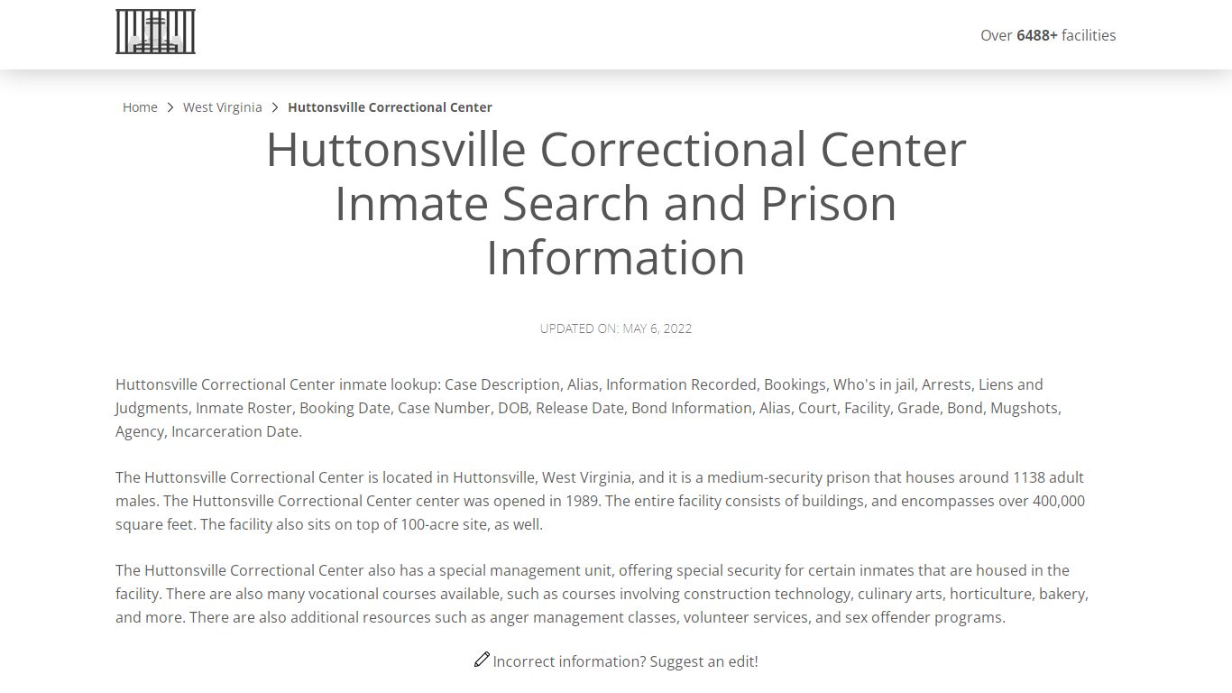 Huttonsville Correctional Center Inmate Search, Visitation ...