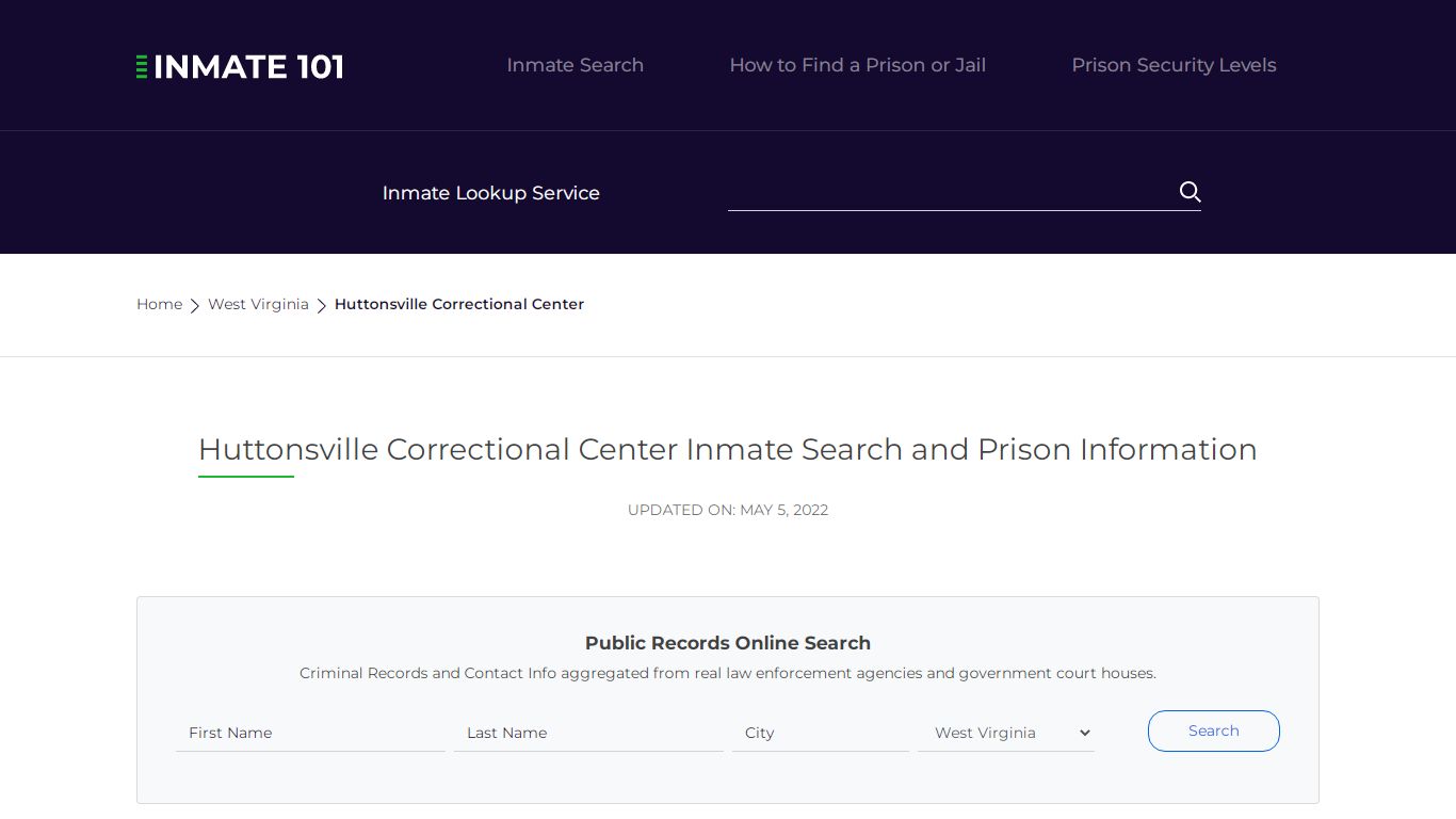 Huttonsville Correctional Center Inmate Search, Visitation ...